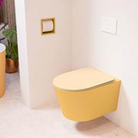 Wandcloset Mondiaz Lavie | Zonder spoelrand | Incl.Toiletzitting-Sand | Keramiek | Ocher (geel)