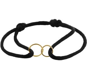 Armband Open Rondjes satijn-geelgoud zwart 13-26 cm