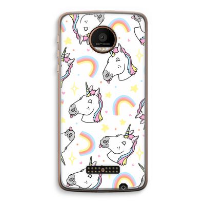 Rainbow Unicorn: Motorola Moto Z Force Transparant Hoesje