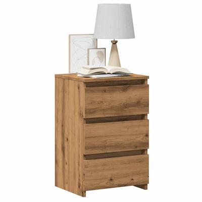 Nachtkastje 40x35x62,5 cm bewerkt hout artisanaal eikenkleur