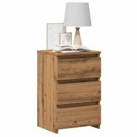 Nachtkastje 40x35x62,5 cm bewerkt hout artisanaal eikenkleur