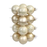 16x Glazen kerstballen mat/glans champagne 8 cm   -