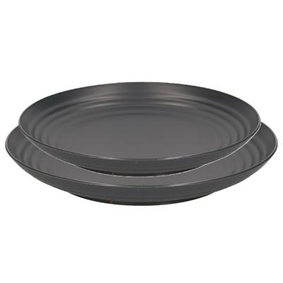 Plasticforte camping borden set - zwart - kunststof - 2 soorten - 16x stuks - onbreekbaar servies