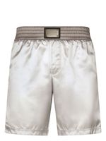 Dolce & Gabbana logo-plaque satin swim shorts - Tons neutres