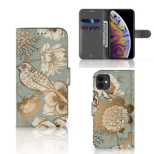 Hoesje voor Apple iPhone 11 Vintage Bird Flowers