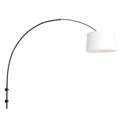 Steinhauer Wand booglampSparkled zwart met witte lampenkap - 8193ZW
