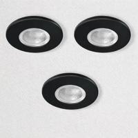 Kosnic Set van 3 Zwarte Inbouw Ledspot Erta, 6 Watt, Dimbaar, IP65