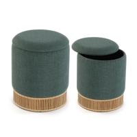 Verwijderbare poef Versa Groen Bamboe Hout MDF 36 x 44 x 36 cm (2 Onderdelen)