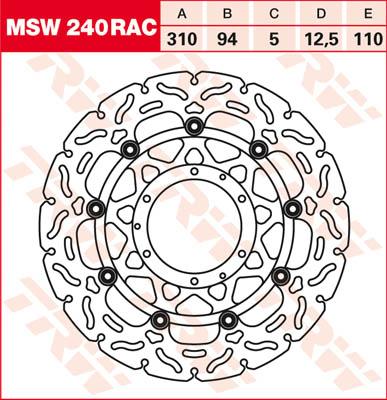 TRW Remschijf, remschijven voor de moto, MSW240RAC