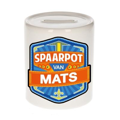 Kinder spaarpot met naam - Mats - keramiek - met dop - wit - Sparen - Spaargeld van Mats Kinder spaarpot met naam - Mats - keramiek - met dop - wit - Sparen - Spaargeld van Mats