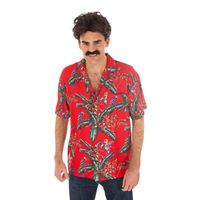 Hawaii shirt/blouse - tropische bloemen - rood - verkleedkleren heren - thumbnail