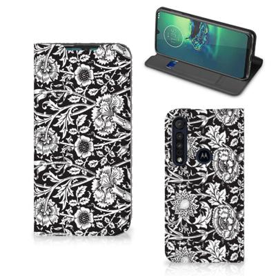 Motorola G8 Plus Smart Cover Black Flowers Motorola G8 Plus Smart Cover Black Flowers