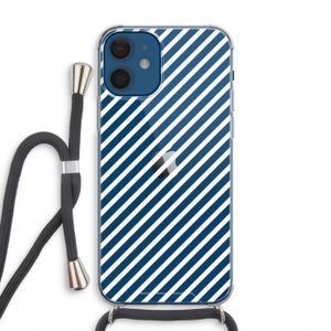 Strepen zwart-wit: iPhone 12 Transparant Hoesje met koord