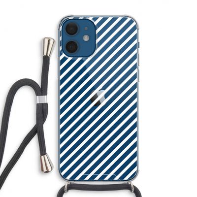 Strepen zwart-wit: iPhone 12 Transparant Hoesje met koord