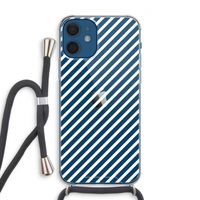 Strepen zwart-wit: iPhone 12 Transparant Hoesje met koord