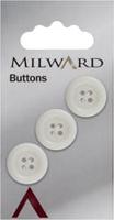 Milward Knoop met Opstaande Rand Wit 17mm (3 stuks)