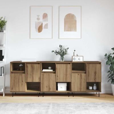 Dressoirs 3 pcs artisanaal eikenkleurig 180 x 35 x 70 cm