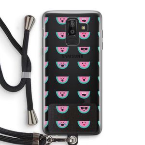 Smiley watermeloenprint: Samsung Galaxy J8 (2018) Transparant Hoesje met koord
