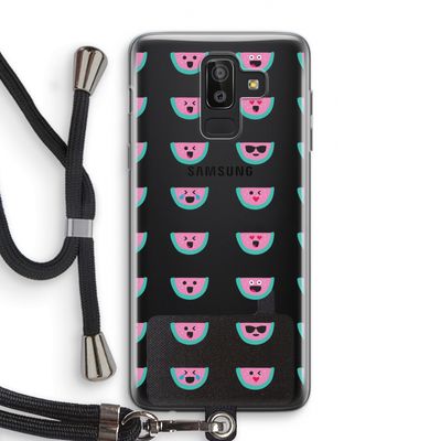 Smiley watermeloenprint: Samsung Galaxy J8 (2018) Transparant Hoesje met koord