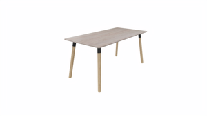 Tafel 8711 recht - 160 x 80 cm. - Zwart - Eiken Robson - Beuken naturel