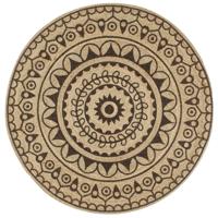 VidaXL Vloerkleed handgemaakt met donkerbruine print 90 cm jute