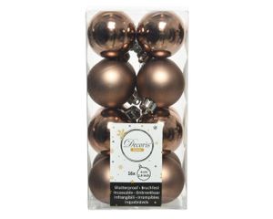 Kerstbal plastic d4 cm walnoot 16st kerst - Decoris