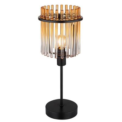 Globo Zwarte tafellampGorley met amberglas Ø 15cm - 15698TA
