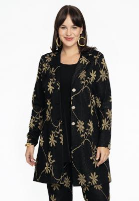 Yoek Lange blazer LUREX FLOWER | Zwart | Maat 58/60