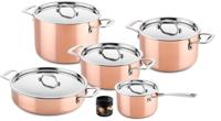 DUCQ Pannenset - Kookpan ø 20, 20, 24 cm & Steelpan ø 16 cm & Braadpan ø 28 cm + Deksels - Inductie - Koper - 5 Delig
