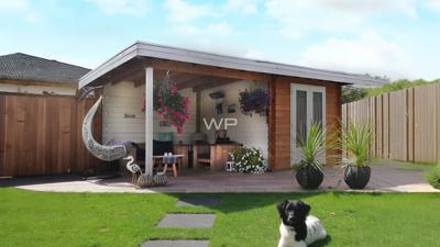 Woodpro Kaapstad Tuinhuis 550x300 cm 28 mm vuren blank- Plat dak- Onbehandeld vurenhout- Woodpro