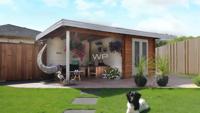 Woodpro Kaapstad Tuinhuis 550x300 cm 28 mm vuren blank- Plat dak- Onbehandeld vurenhout- Woodpro