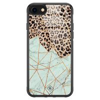 iPhone 8/7 glazen hardcase - Luipaard marmer mint