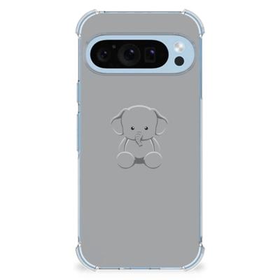 Google Pixel 9 | 9 Pro Stevig | Bumper Hoesje | Grijs Baby Olifant Google Pixel 9 | 9 Pro Stevig | Bumper Hoesje | Grijs Baby Olifant
