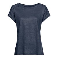 Linnen-jersey shirt met sierknopen op de mouw en ronde hals, nachtblauw Maat: 50