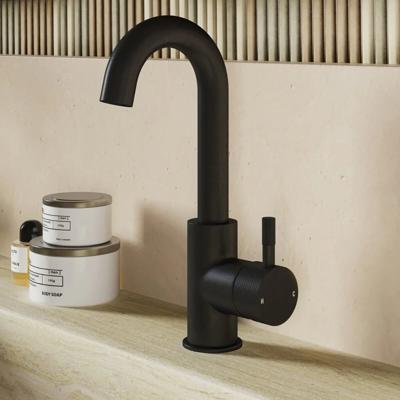 Wastafelkraan SaniClear Matrix Curved | Opbouw | Mengkraan | Hoog model | Mat zwart