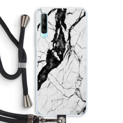 Witte marmer 2: Huawei P Smart Pro Transparant Hoesje met koord