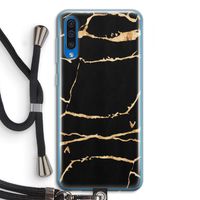 Gouden marmer: Samsung Galaxy A50 Transparant Hoesje met koord