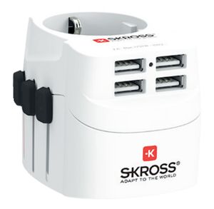 Skross 1302471 Reisstekker PRO Light USB (4xA) - World