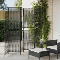 Kamerscherm 6 panelen poly rattan zwart