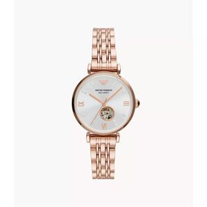 Emporio Armani automatisch dameshorloge met kristallen zilveren wijzerplaat AR60023