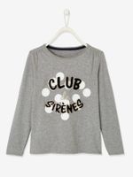 Meisjesshirt "zeemeerminnenclub" sierdetails lange mouwen gechineerd lichtgrijs