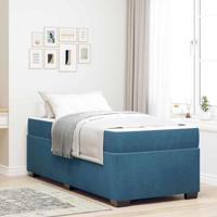 Bedframe met matras Donkerblauw 100 x 200 cm Fluweel