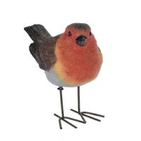 Decoratie Tuinbeeld vogeltje - roodborstje - metaal - 10 cm Decoratie Tuinbeeld vogeltje - roodborstje - metaal - 10 cm