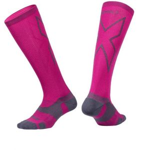 2XU Vectr merino LC Full Lenght compressie hoge sokken roze S