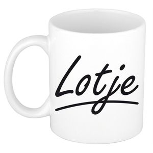 Naam cadeau mok / beker Lotje met sierlijke letters 300 ml