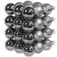 Kerstballen - 36x st - titanium grijs tinten - D4 cm - glas - mat - kerstversiering