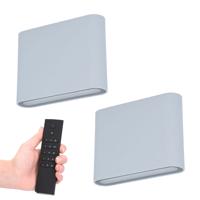 Set van 2 Dallas S LED Wandlampen - Grijs - 6 Watt 720 lumen - 3000K warm wit - Up & Down light - IP54 waterdicht - Incl. dimmer met afstandsbediening - Binnen & buiten