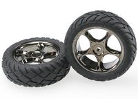 Tires & wheels, assembled (tracer 2.2" black chrome wheels, anaconda 2.2" tires with foam inserts) (2) (bandit front) (TRX-2479A)