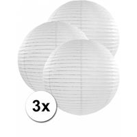 Witte feest versiering lampionnen 50 cm 3x stuks - Feestlampionnen - thumbnail