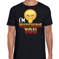 Funny emoticon t-shirt I am watching you zwart heren